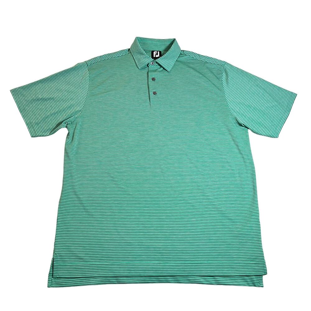 FootJoy Stripe Short Sleeve Self Collar Polo Size L Golf Sports Athleisure